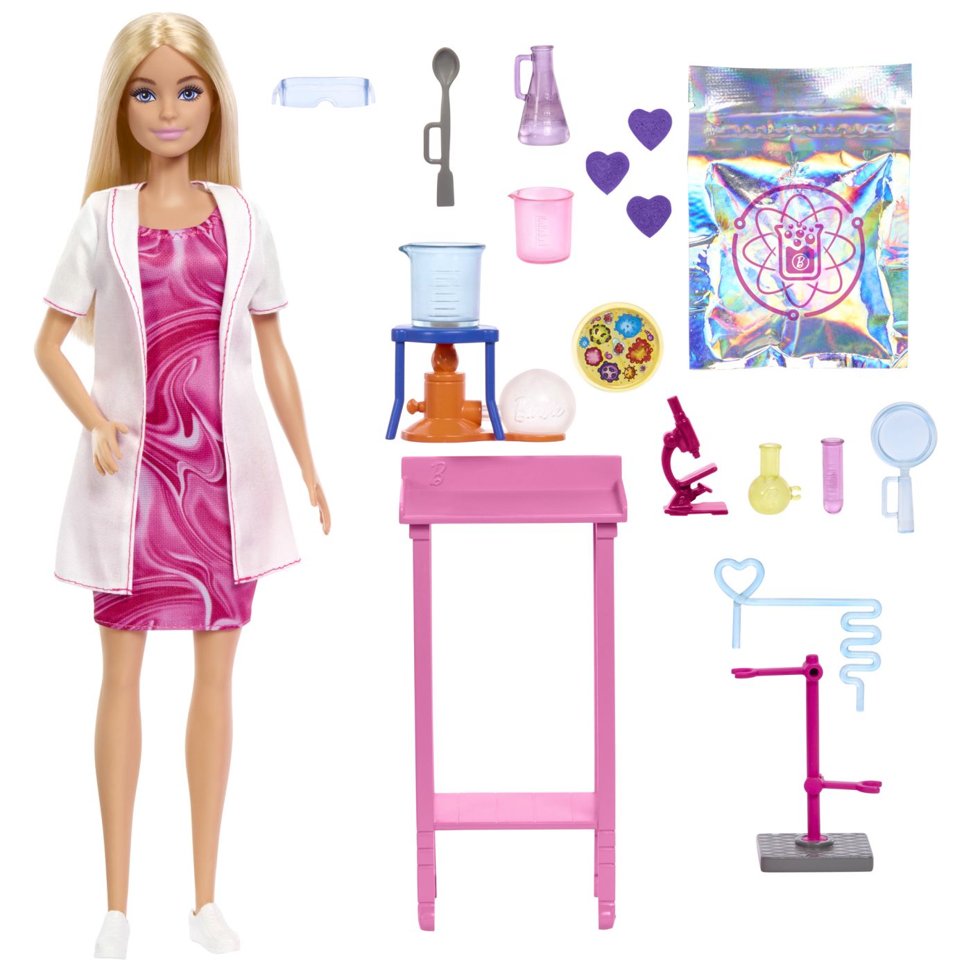 Papusa Barbie Om de Stiinta cu set de joaca si accesorii laborator