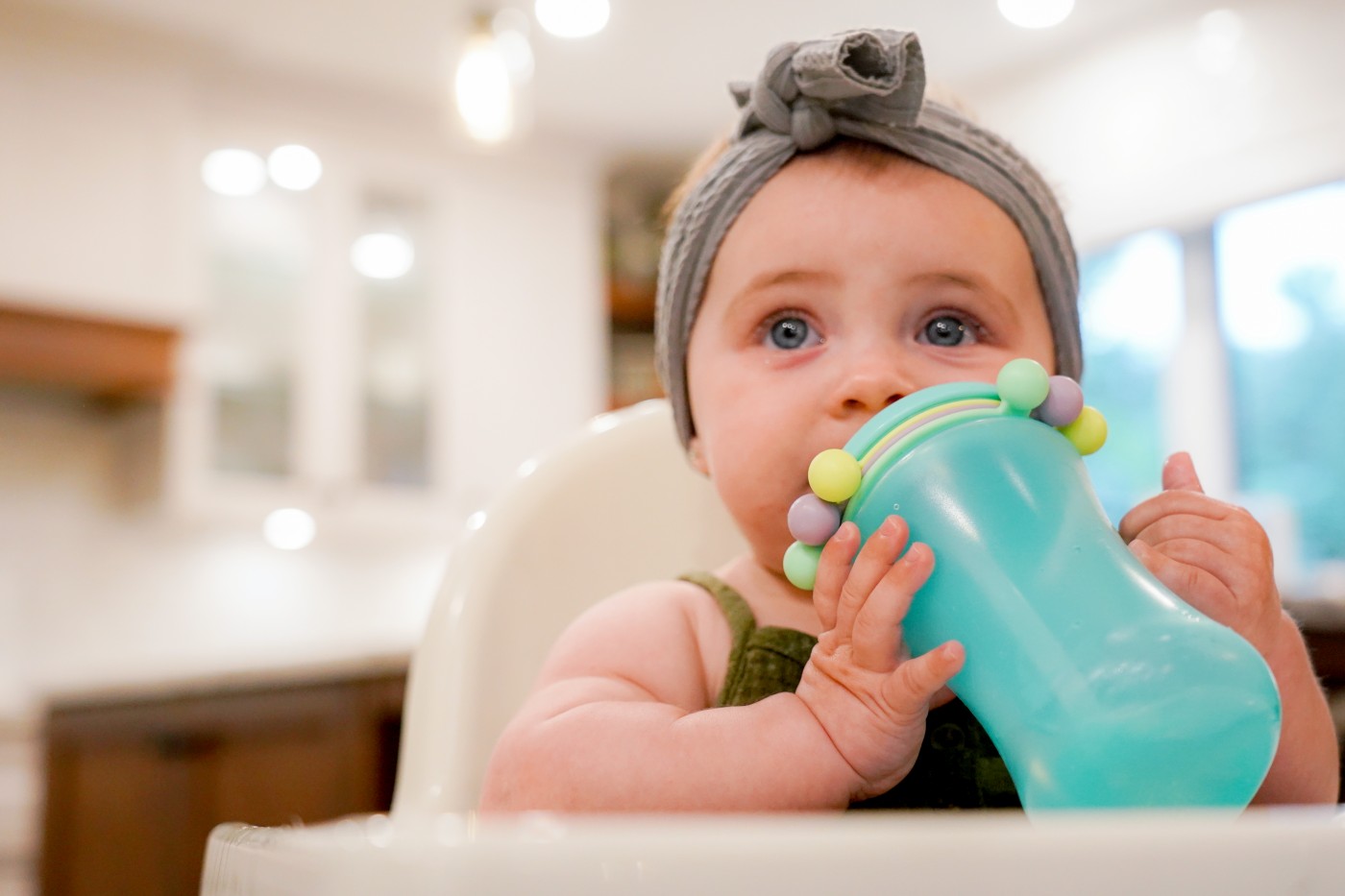 Cana cu pai Melii Abacus 340 ml, anti-scurgere, albastra