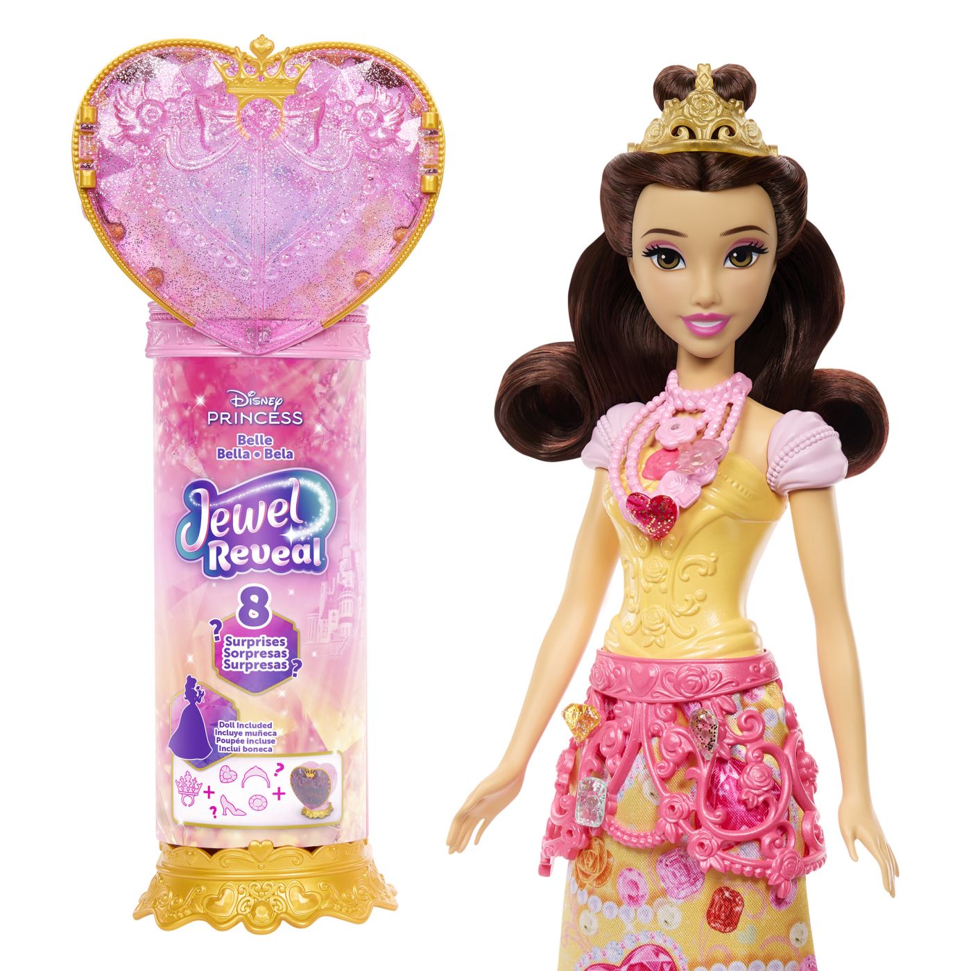 Papusa Disney Princess Belle Jewel Reveal cu 8 surprize