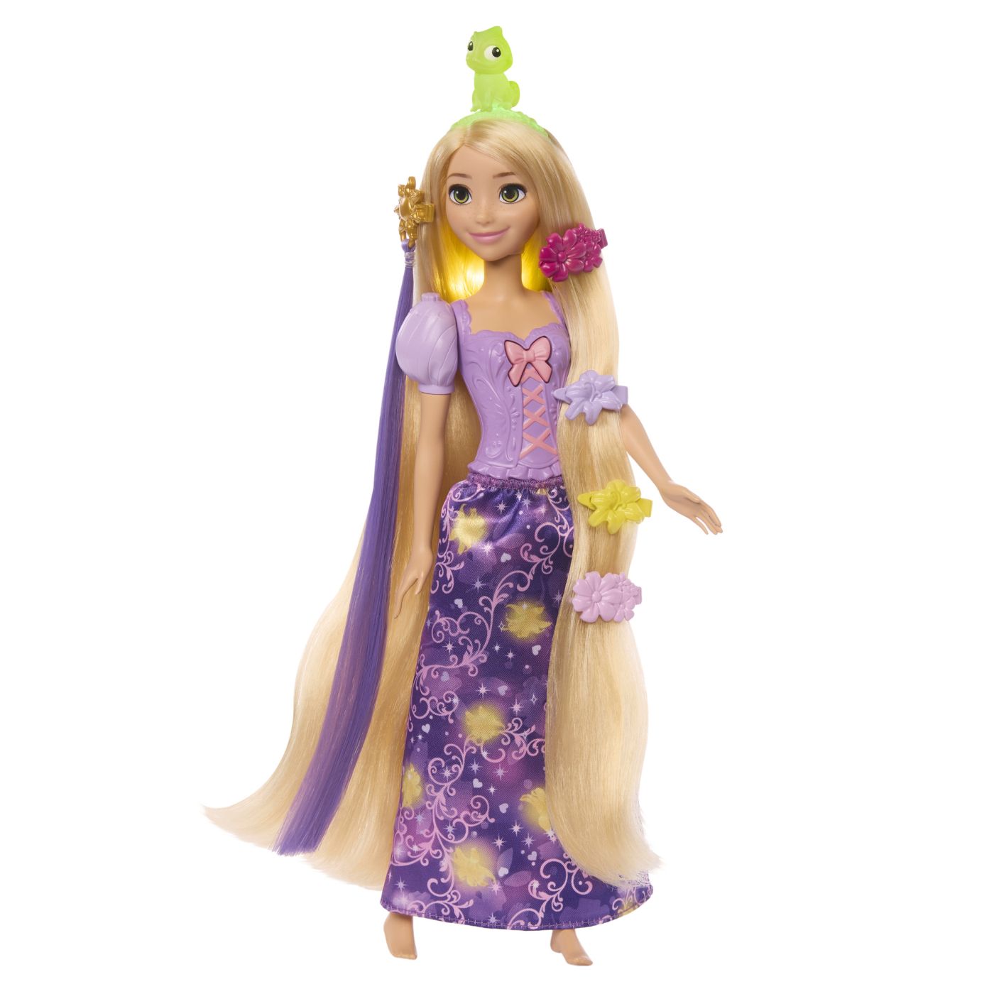Papusa Rapunzel Disney Princess cu par magic si accesorii de coafat