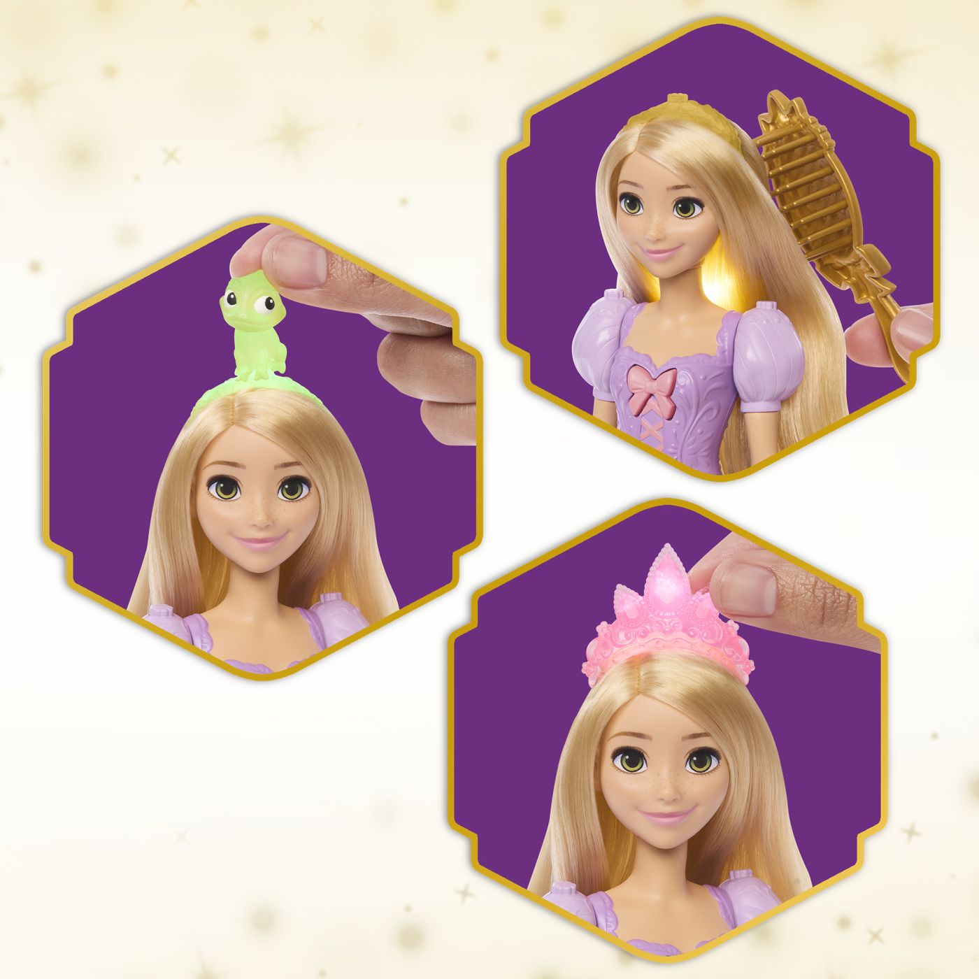 Papusa Rapunzel Disney Princess cu par magic si accesorii de coafat