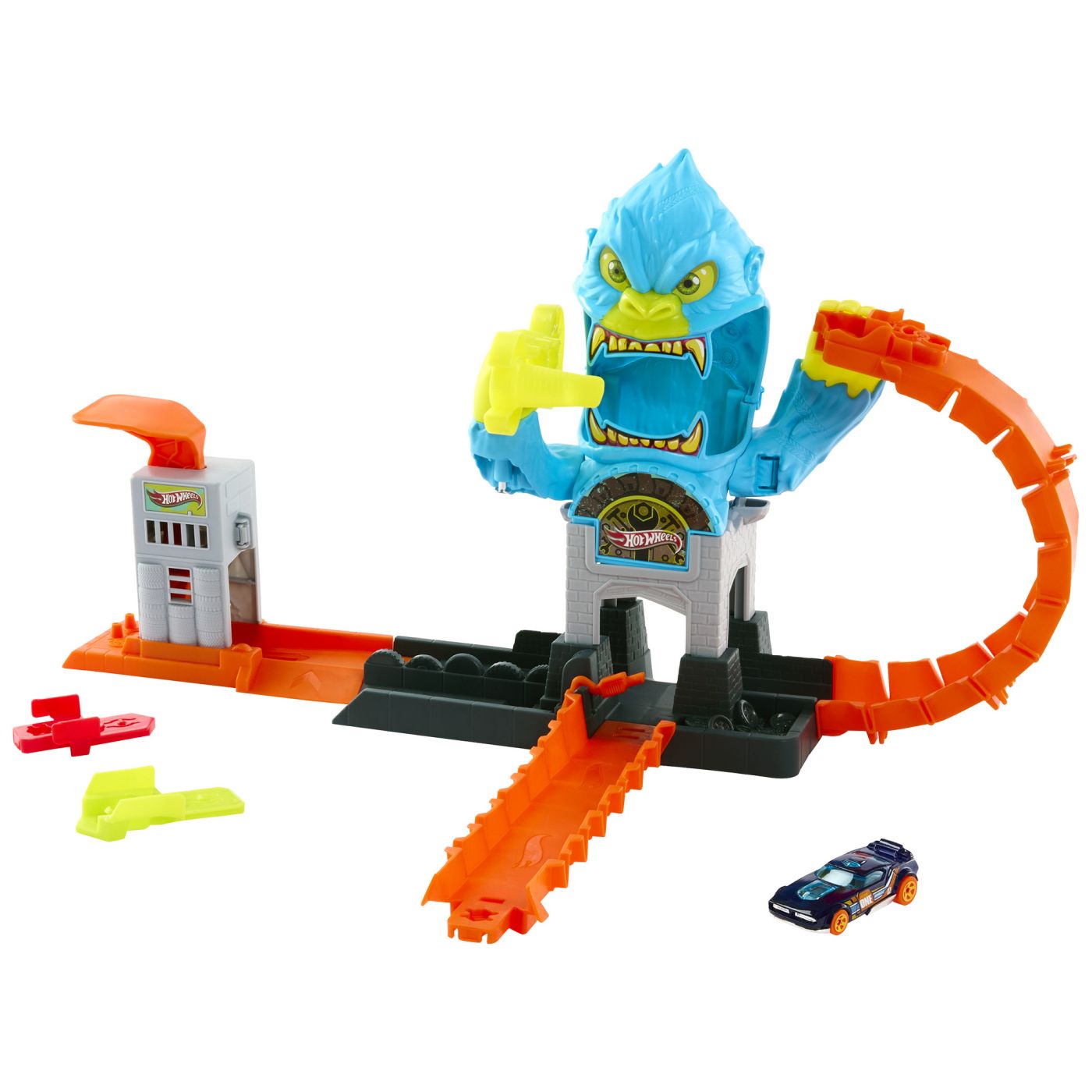 Set Hot Wheels City Pista Inamicilor Atacul Gorilei cu masina inclusa
