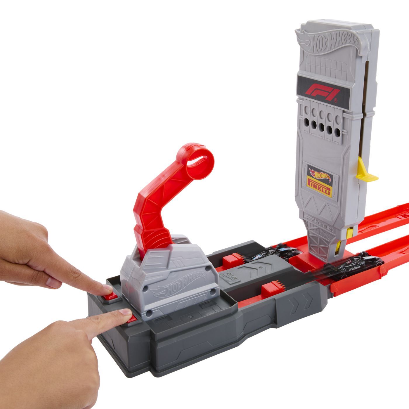 Circuit de curse Hot Wheels Formula 1 Grid Start cu 2 mașinuțe incluse