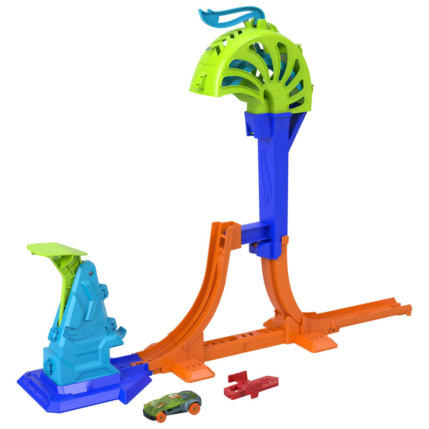 Pista de cascadorii Hot Wheels Power Launch Champion cu masinuta