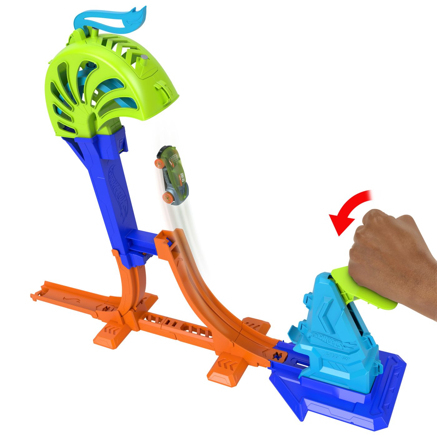 Pista de cascadorii Hot Wheels Power Launch Champion cu masinuta