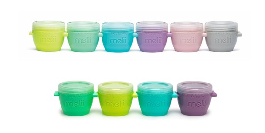 Set 10 recipiente pentru hrană bebeluși Melii Snap&Go, 59 ml și 118 ml