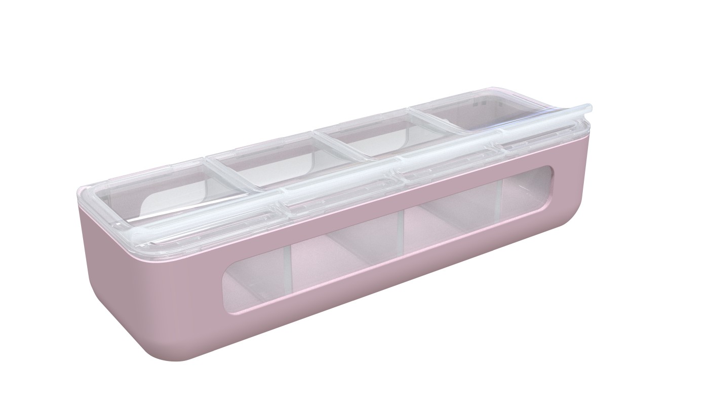 Cutie snack pentru copii cu 4 compartimente, roz, Melii, 440 ml