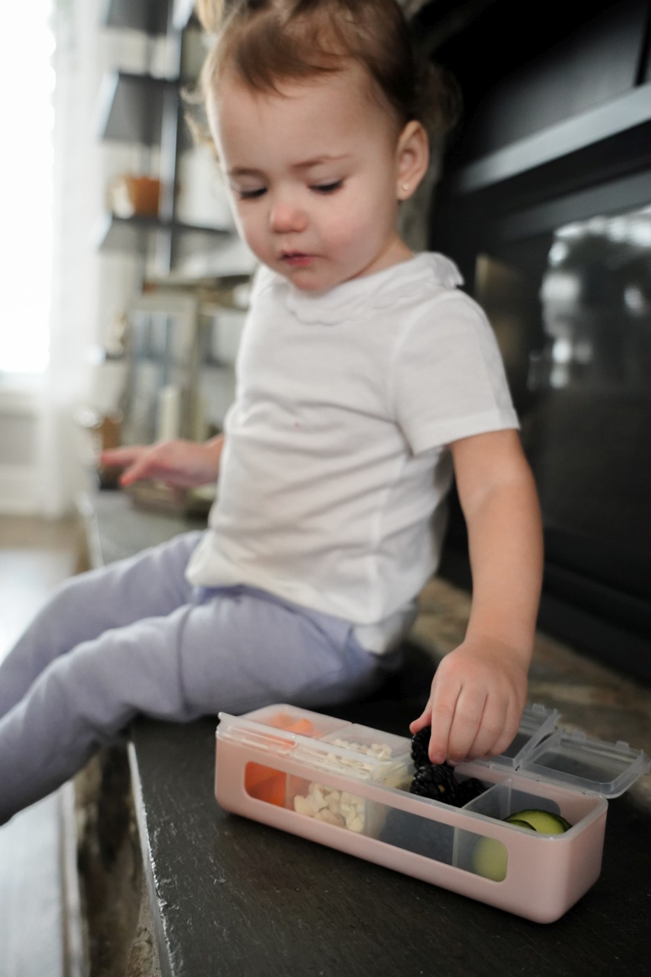 Cutie snack pentru copii cu 4 compartimente, roz, Melii, 440 ml