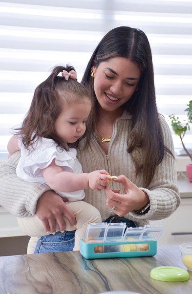 Cutie snack cu 4 compartimente pentru copii Melii Luxe, Ivory