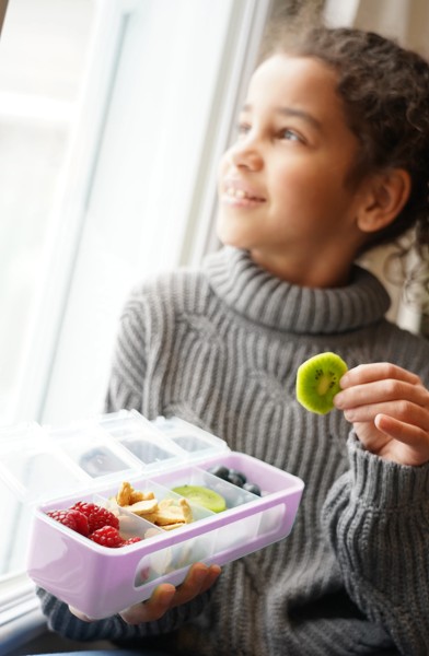 Cutie snack cu 4 compartimente pentru copii Melii Luxe, Ivory