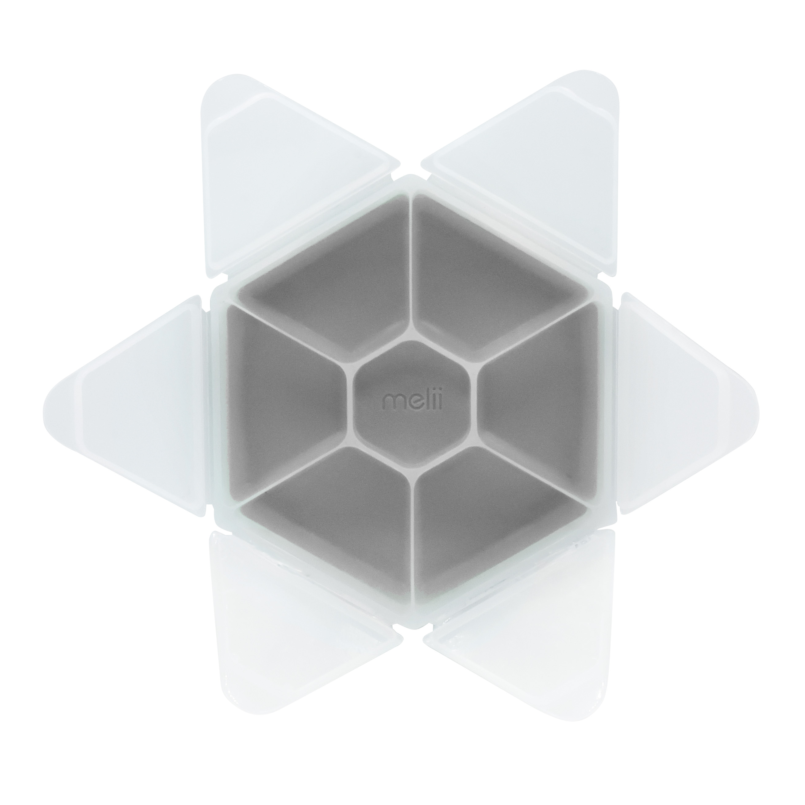 Cutie pentru gustări Melii Hexagon Snackle, 6 compartimente, gri