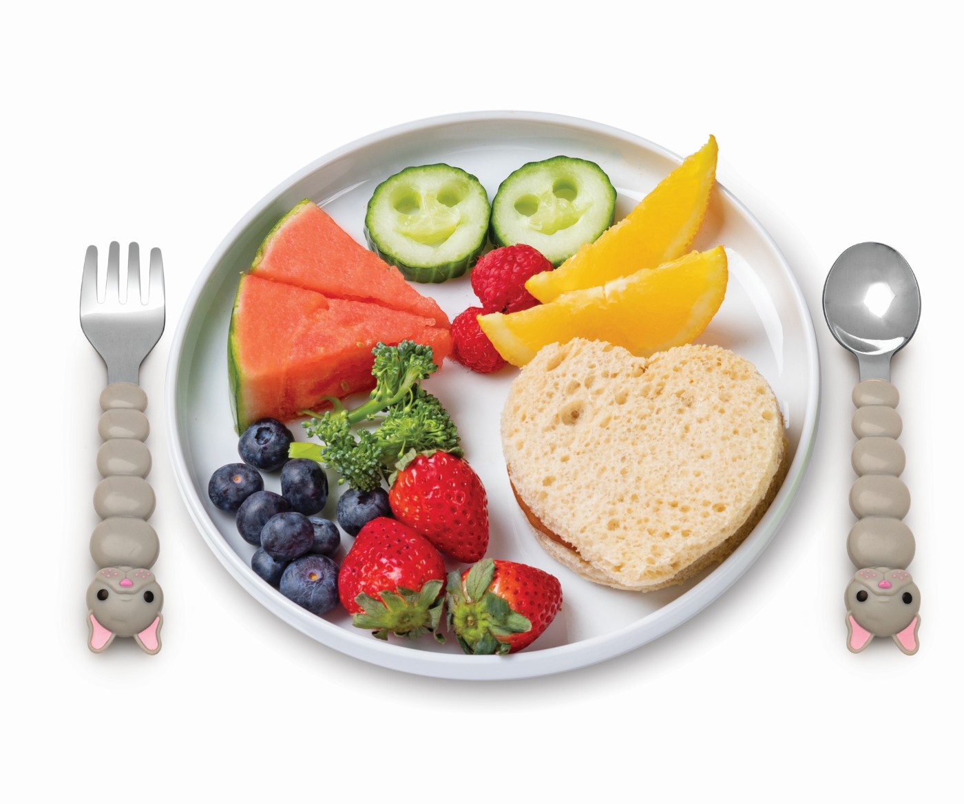 Set tacamuri copii Melii, 4 piese, model pisica si bulldog, mov-gri