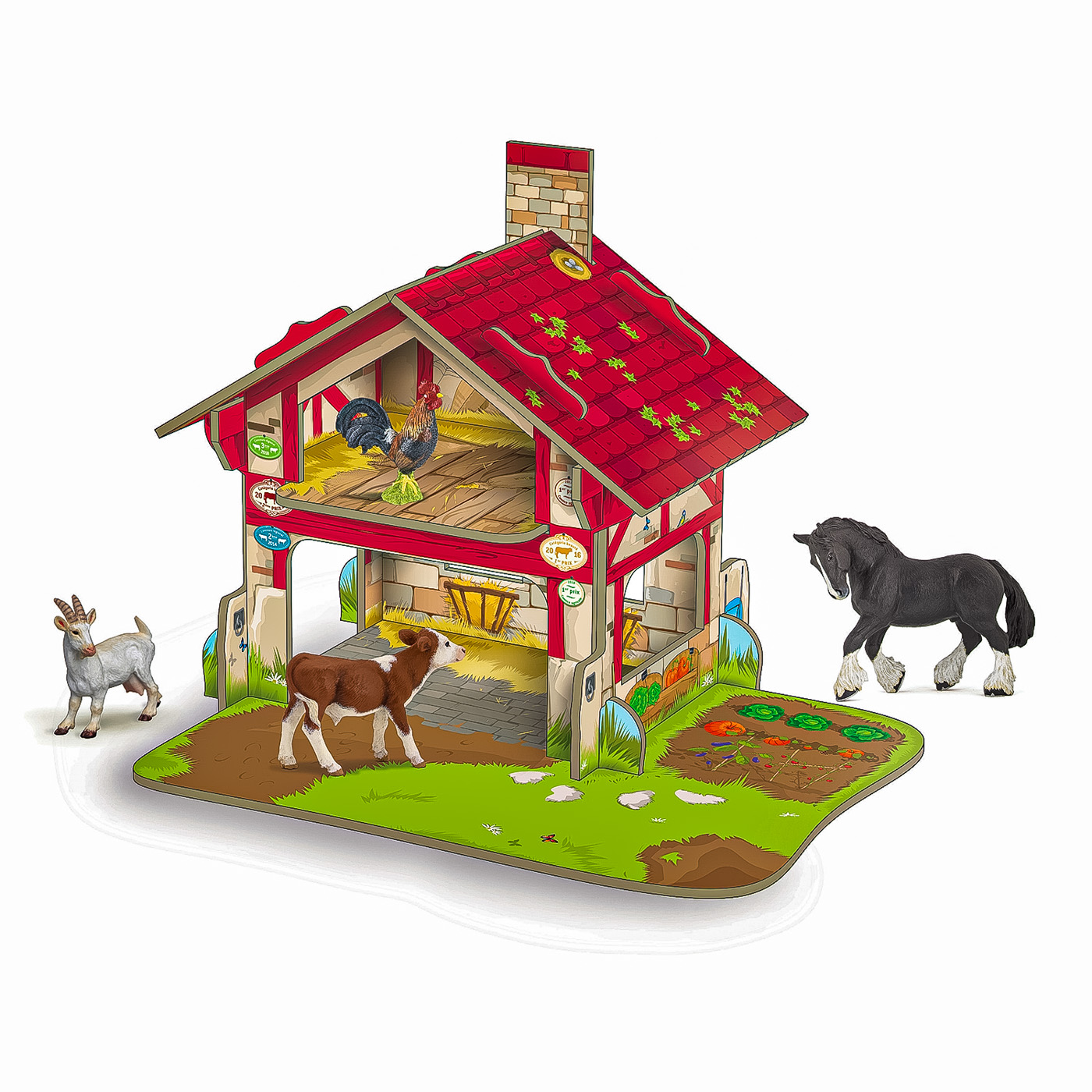 Ferma mini Papo pentru figurine, set de joaca multicolor, 3+ ani