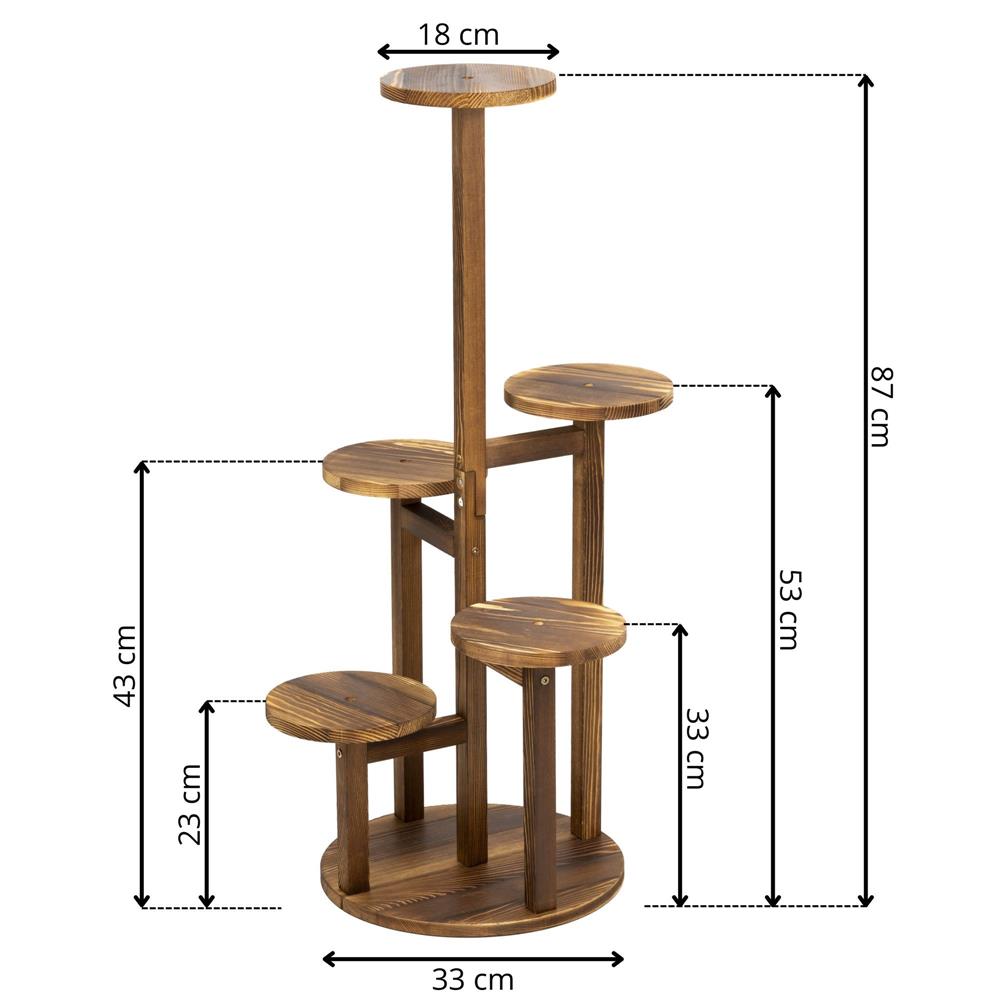Suport pentru flori, din lemn si MDF, 6 niveluri pentru ghivece, 48x48x87 cm, maro Household NewTrend