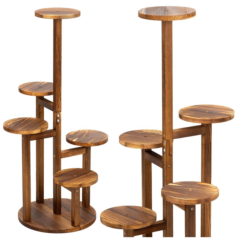 Suport pentru flori, din lemn si MDF, 6 niveluri pentru ghivece, 48x48x87 cm, maro Household NewTrend