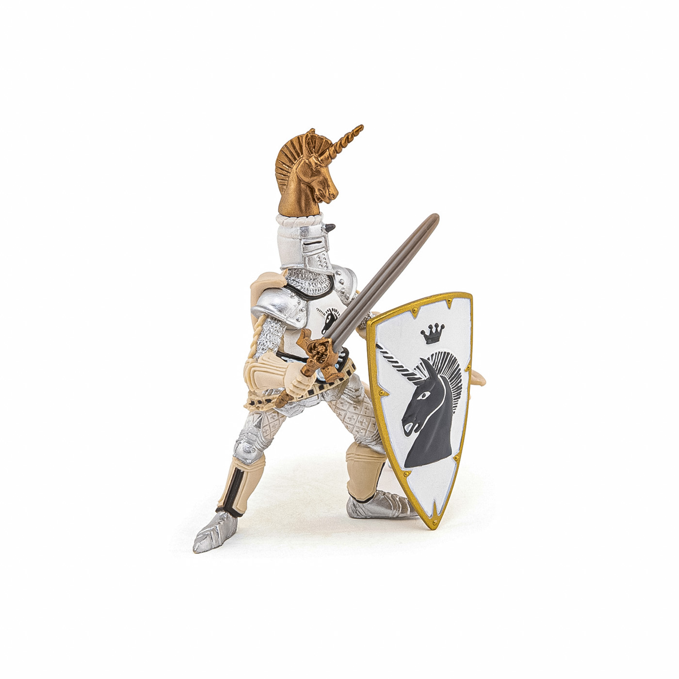 Figurina Papo Cavalerul Unicorn, pictata manual, 10 x 8 x 11 cm