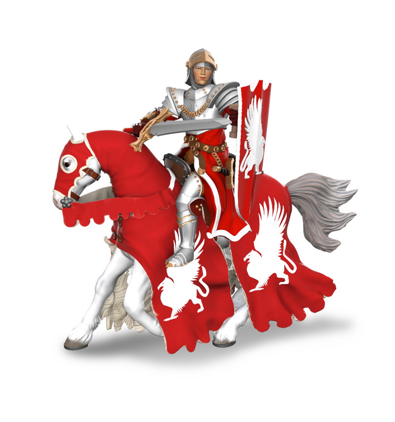 Figurina Papo Calul Cavalerului Medieval Grifon, pictata manual