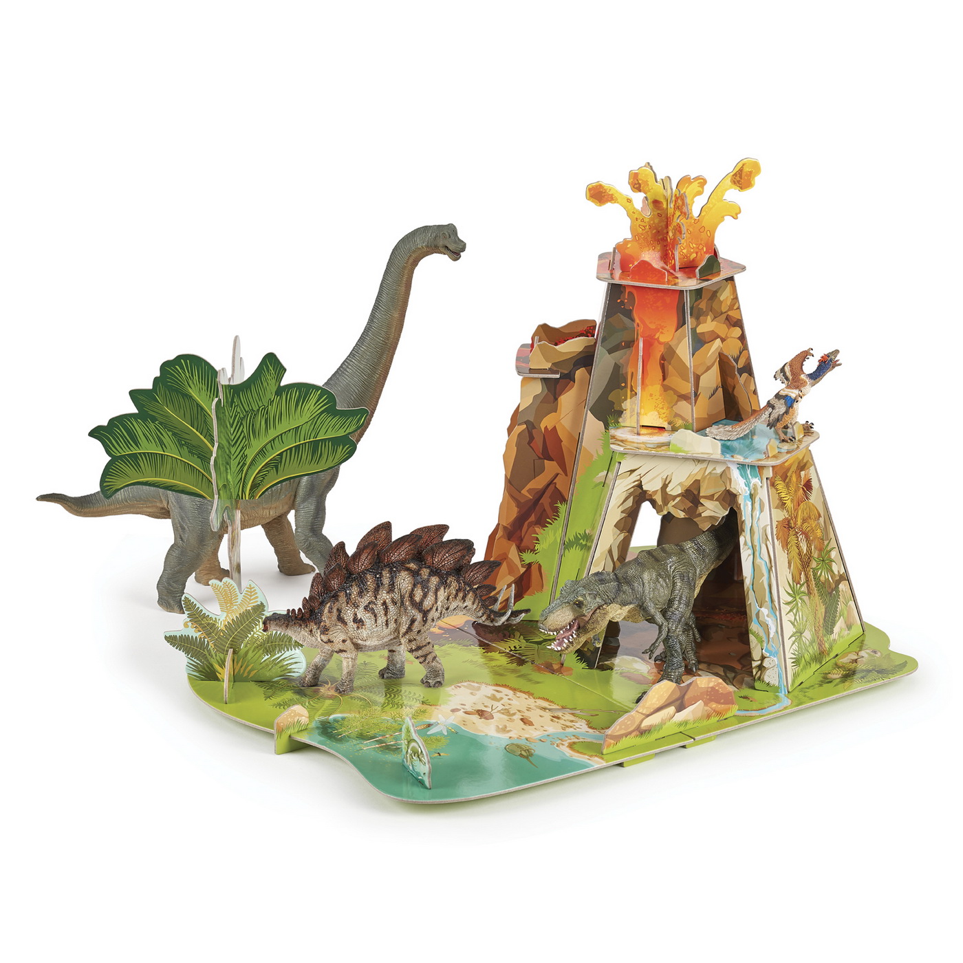Decor Papo Tinutul Dinozaurilor din carton pentru figurine, 56 x 42 cm