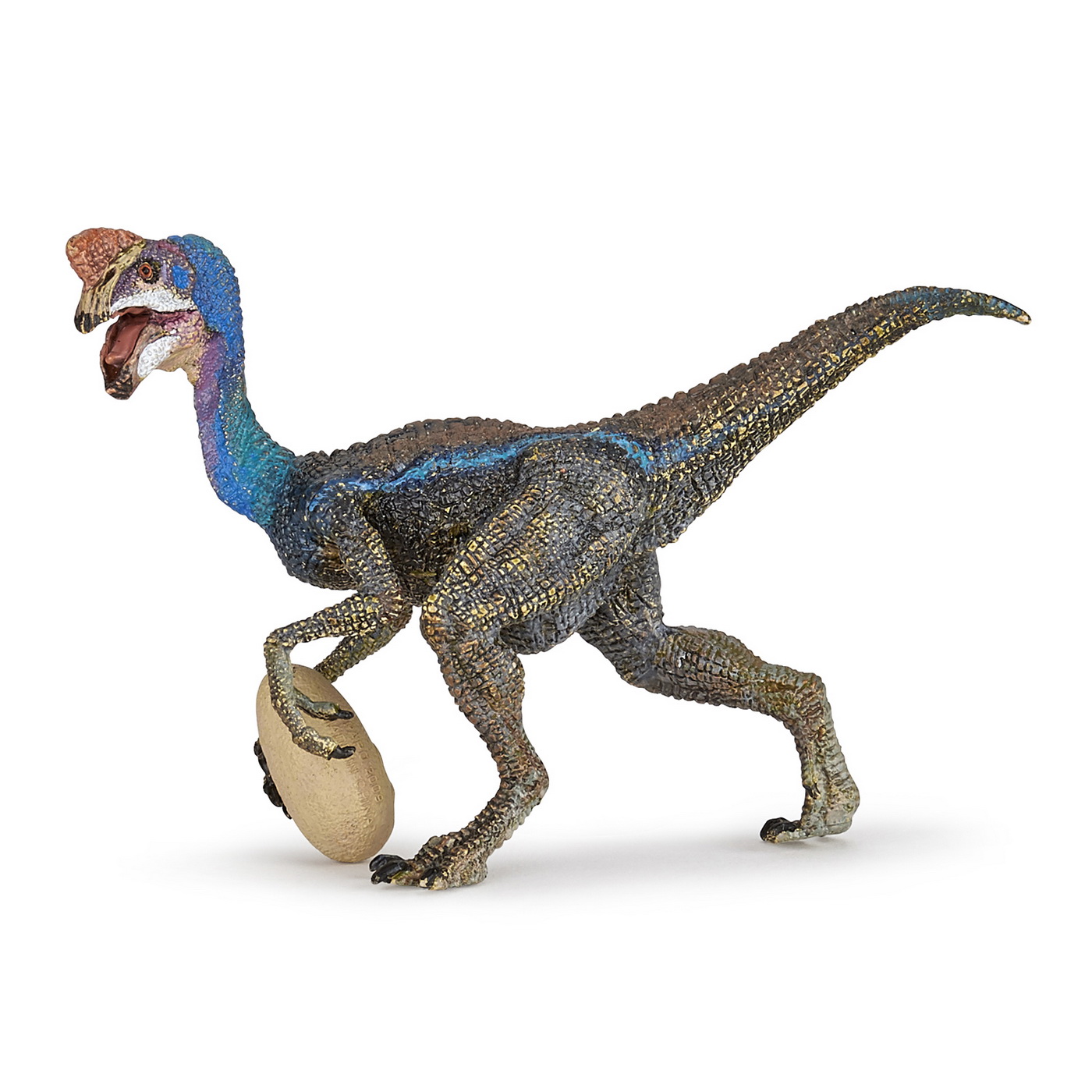 Figurina dinozaur Oviraptor albastru Papo, pictata manual, 12 cm