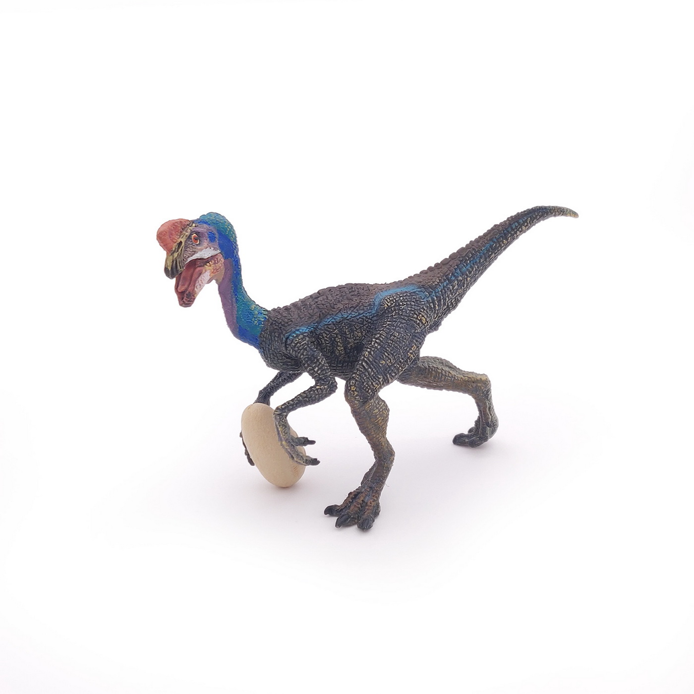Figurina dinozaur Oviraptor albastru Papo, pictata manual, 12 cm