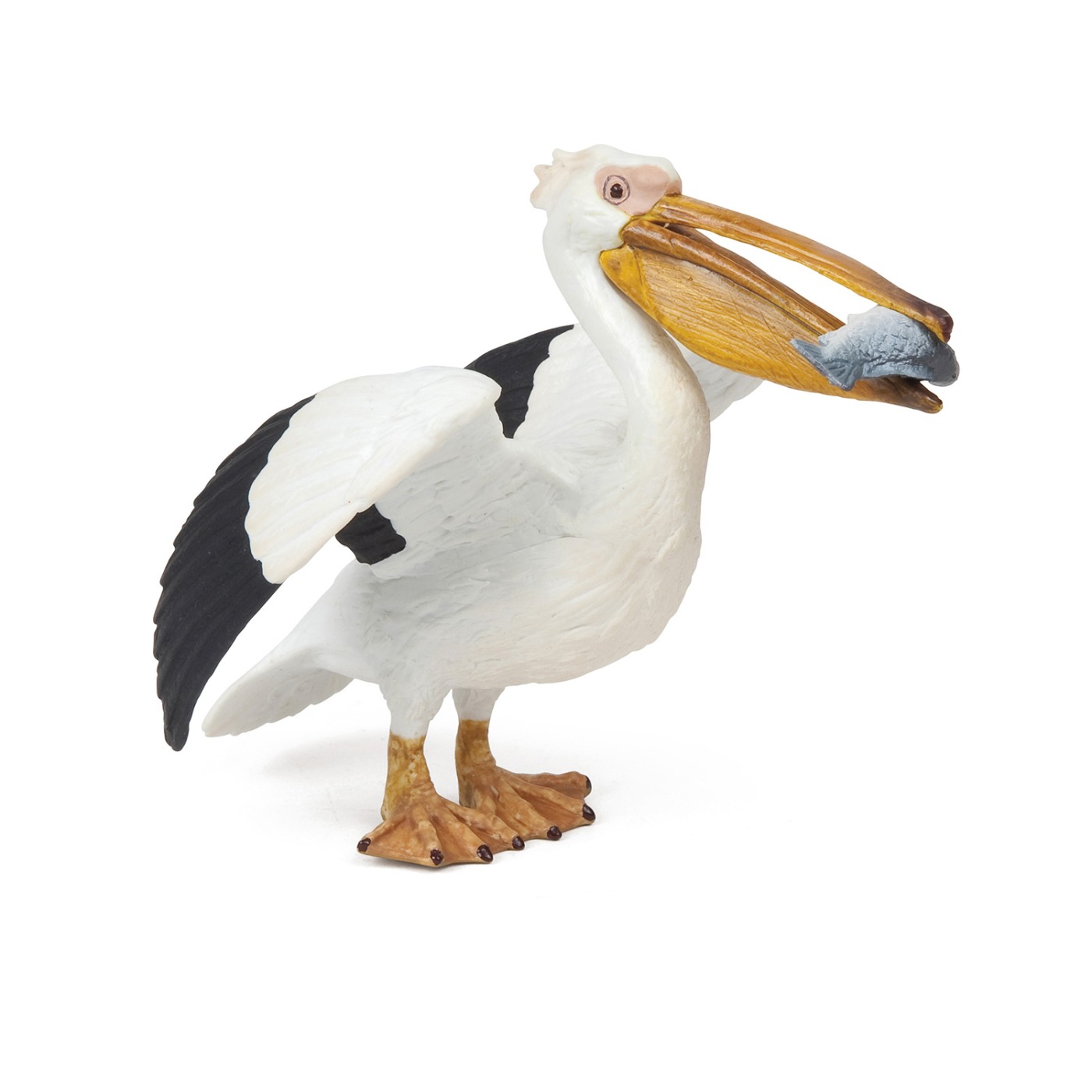 Figurina Papo Pelican cu peste, pictata manual, pentru copii 3+