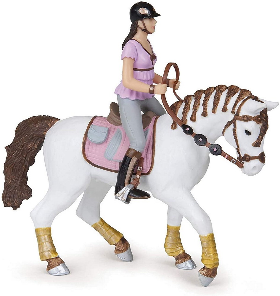 Set figurine Papo Poney Club cu boxă din carton și 4 figurine ecvestre