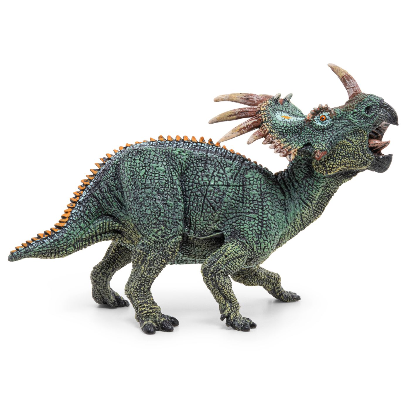 Figurină dinozaur Styracosaurus verde Papo, pictată manual