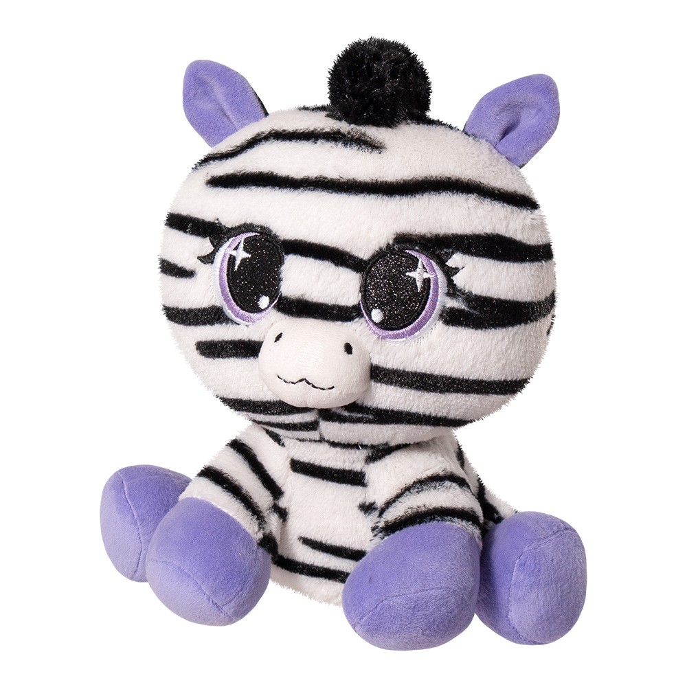 Jucarie de plus pisica Lula cu imprimeu zebra mov, 25 cm