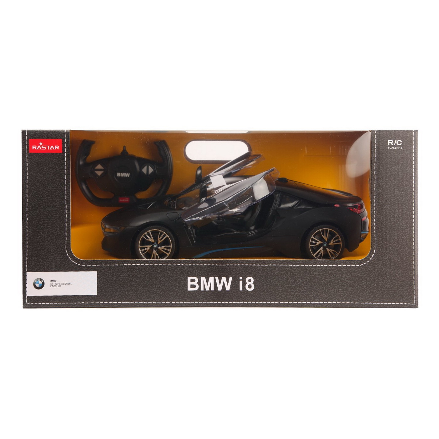 Masina cu telecomanda BMW i8 negru, scara 1:14, 2.4 GHz, Rastar