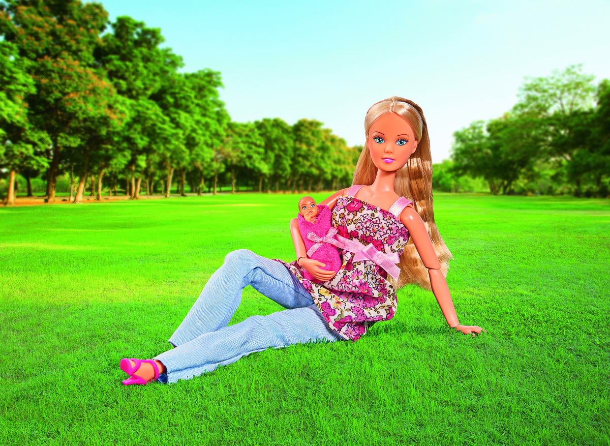 Papusa Steffi gravida cu bebelus si accesorii, 29 cm, Simba