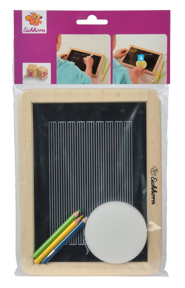 Tablita de scris din lemn Eichhorn 25x18 cm cu creioane si burete