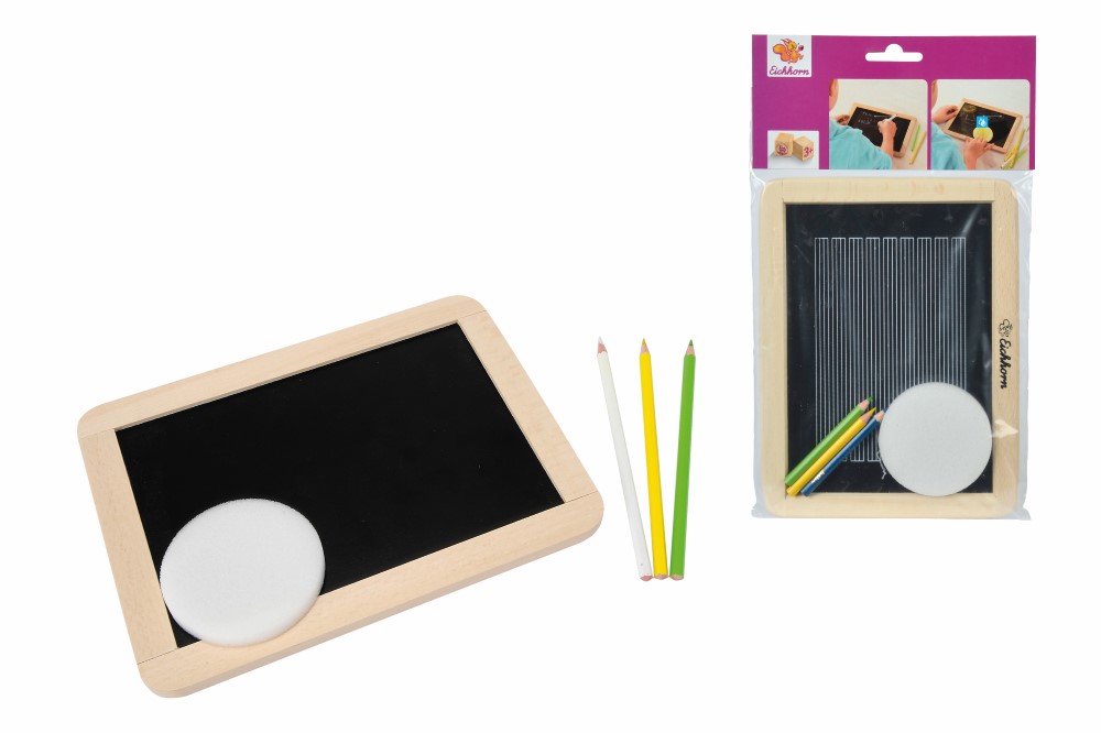 Tablita de scris din lemn Eichhorn 25x18 cm cu creioane si burete