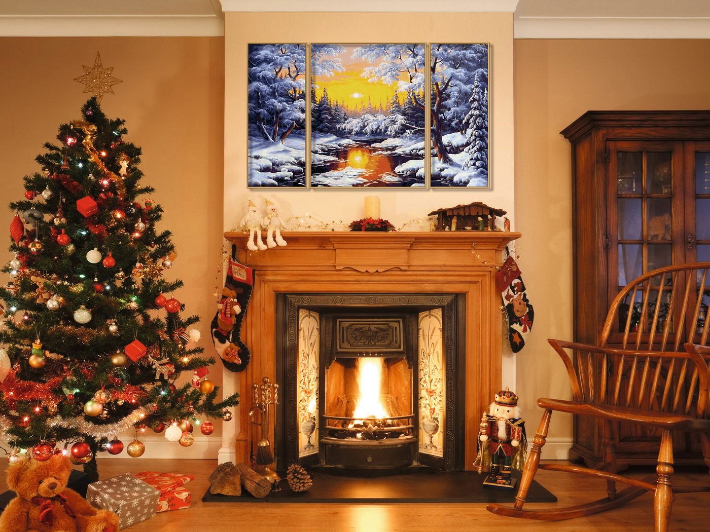 Kit pictură pe numere Schipper Iarna, triptic 3 tablouri 50x80 cm