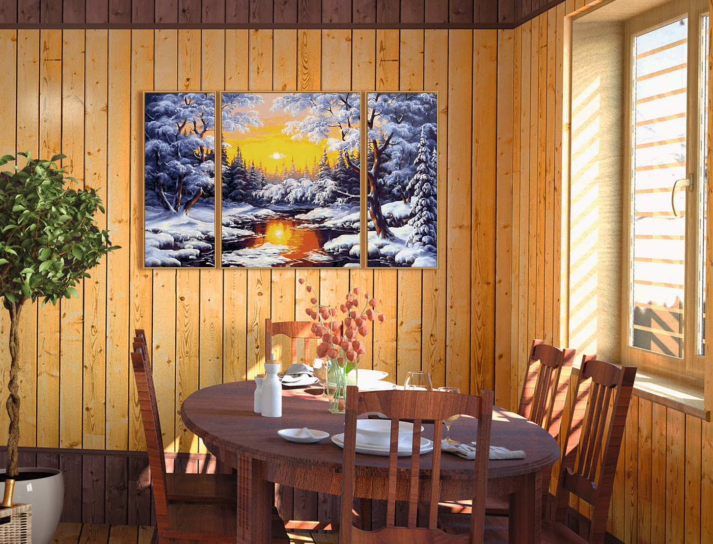 Kit pictură pe numere Schipper Iarna, triptic 3 tablouri 50x80 cm