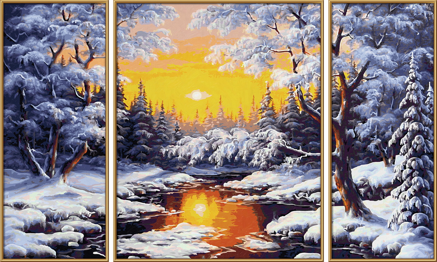 Kit pictură pe numere Schipper Iarna, triptic 3 tablouri 50x80 cm