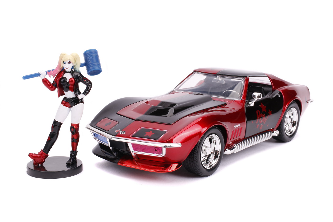 Mașinuță din metal Harley Quinn 1969 Chevy Corvette Stingray 1:24