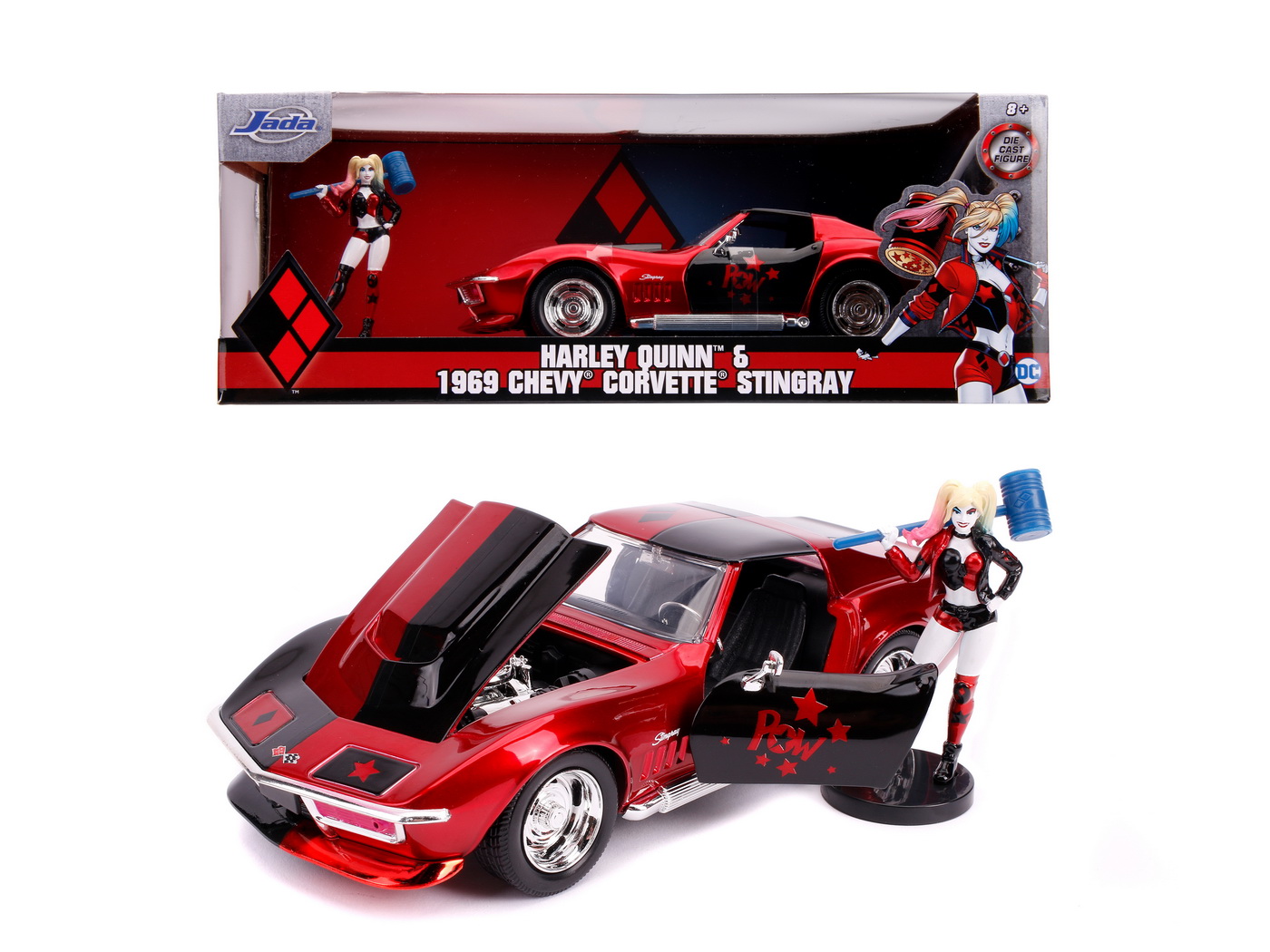 Mașinuță din metal Harley Quinn 1969 Chevy Corvette Stingray 1:24