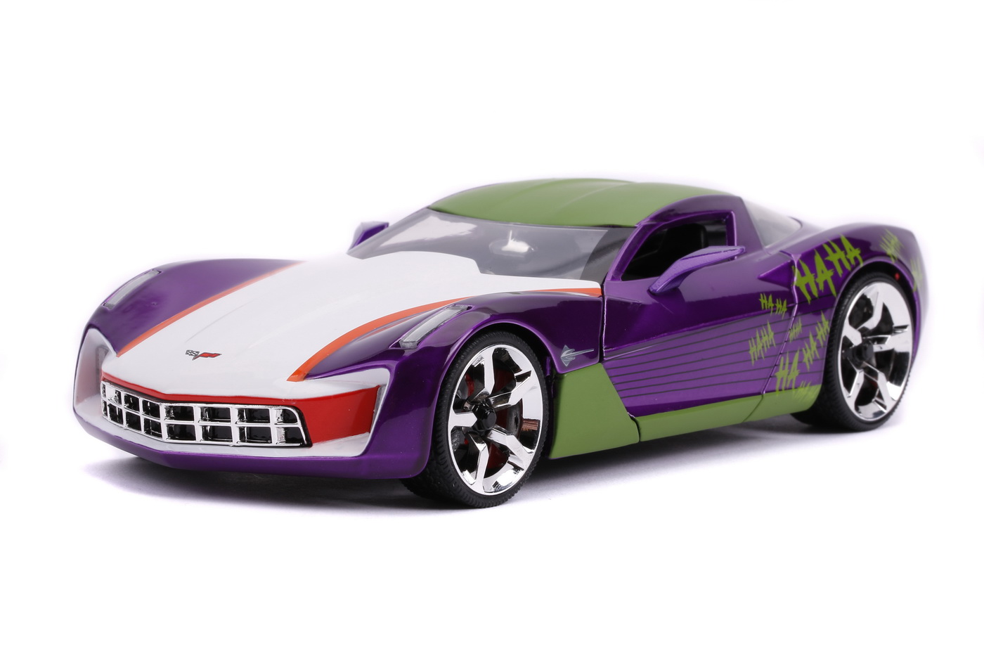 Mașinuță metalică Chevy Corvette Stingray 2009 cu figurina Joker, 1:24