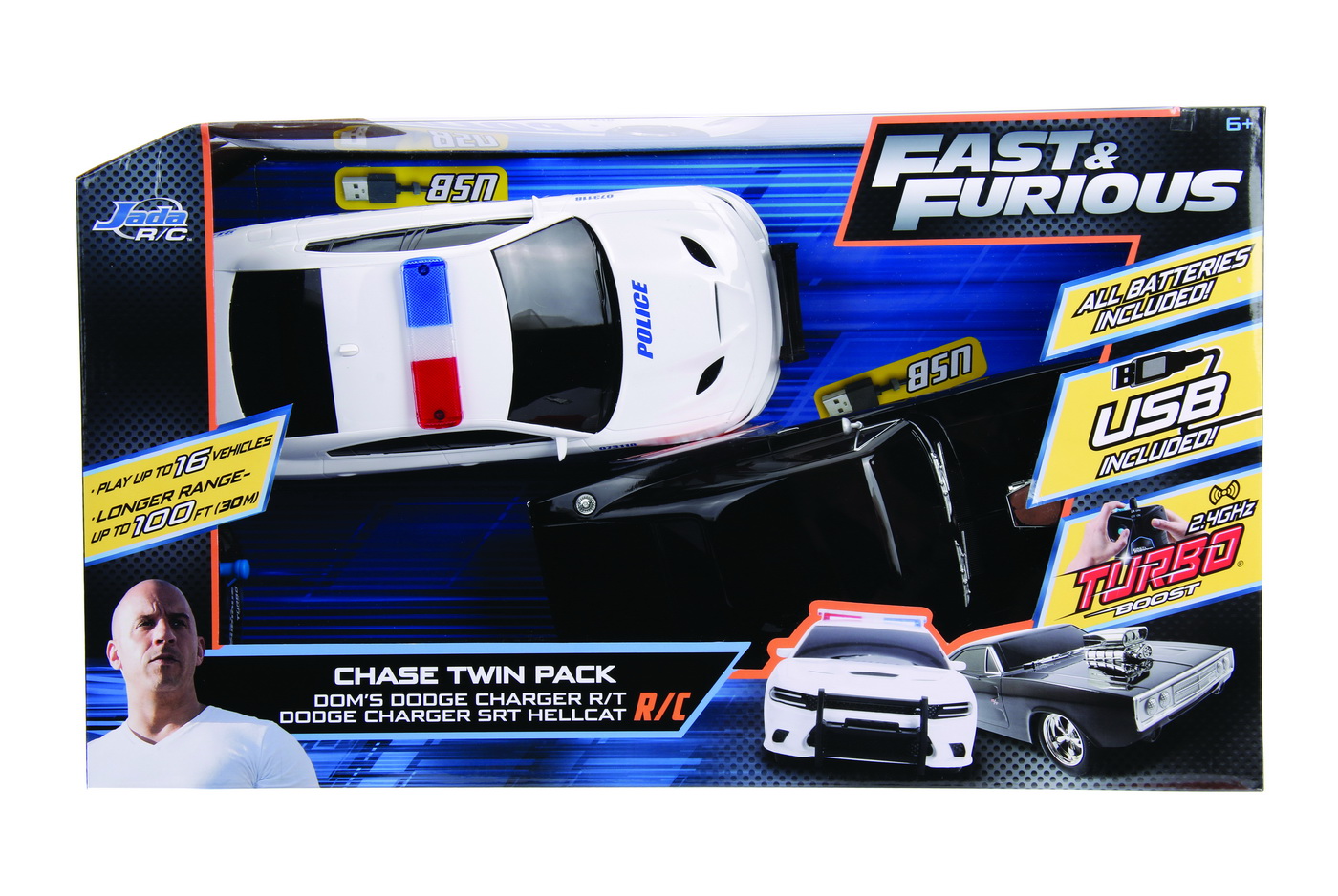 Set mașinuțe RC Fast & Furious Toyota Supra și Dodge Charger 1:16