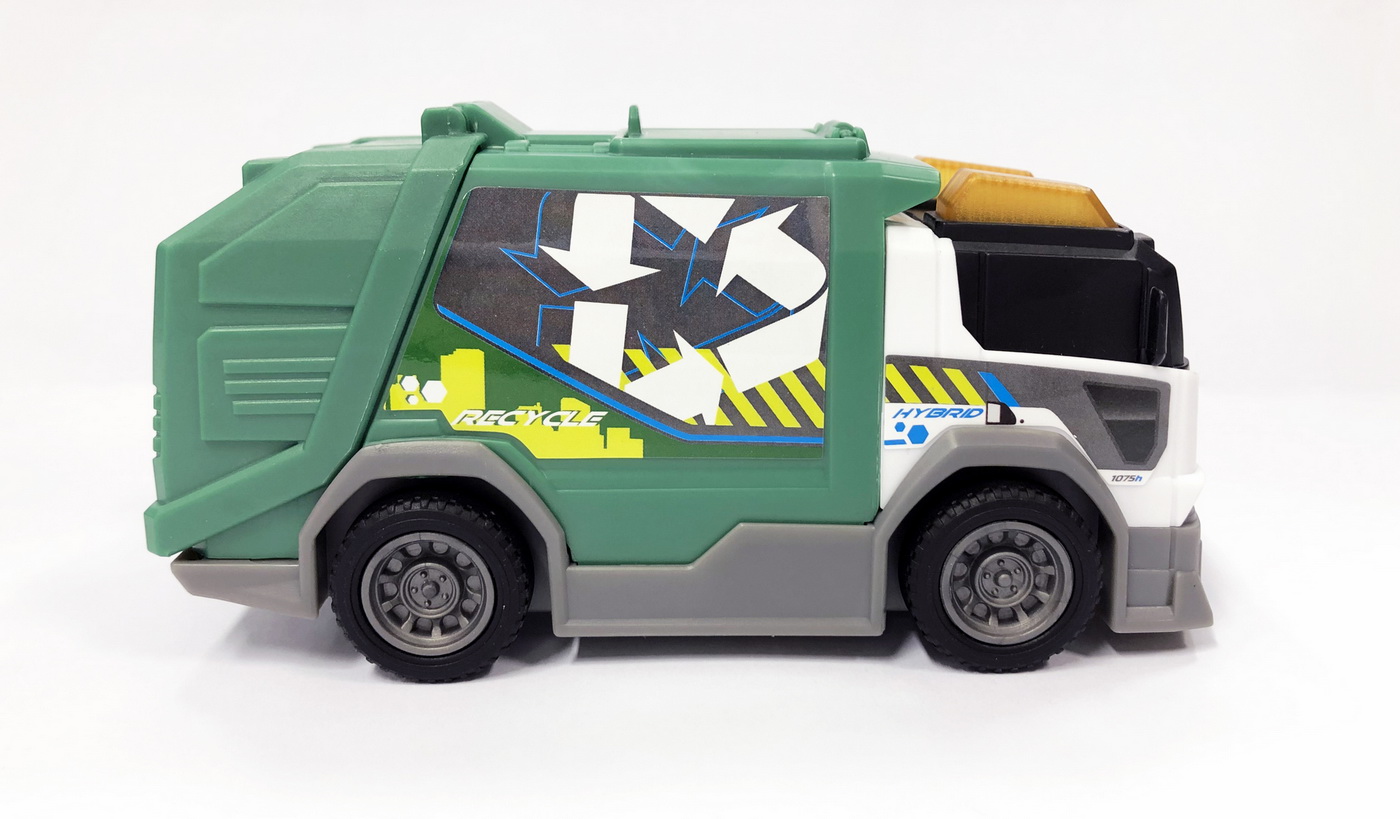 Masina de gunoi Dickie cu lumini, sunete si parti mobile, 15 cm