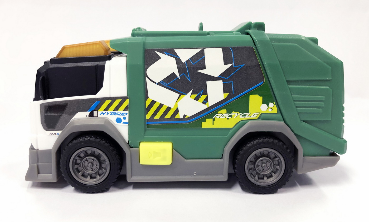 Masina de gunoi Dickie cu lumini, sunete si parti mobile, 15 cm