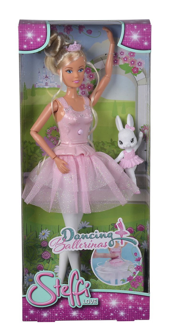 Papusa Steffi Love Balerina 29 cm cu fusta rotativa si iepuras