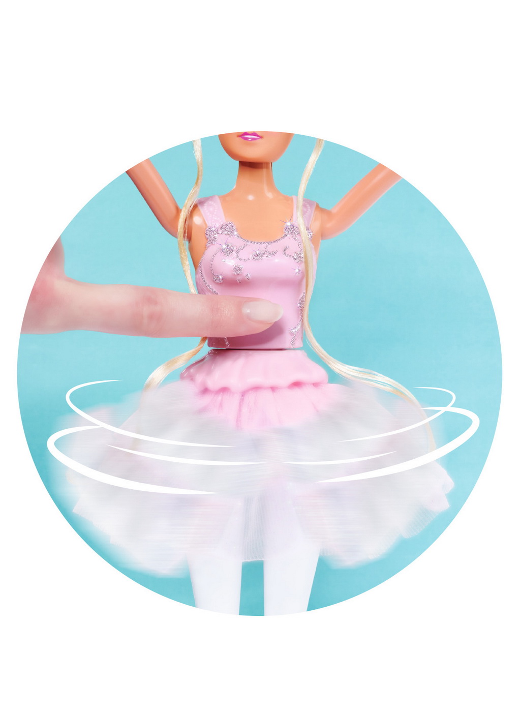 Papusa Steffi Love Balerina 29 cm cu fusta rotativa si iepuras