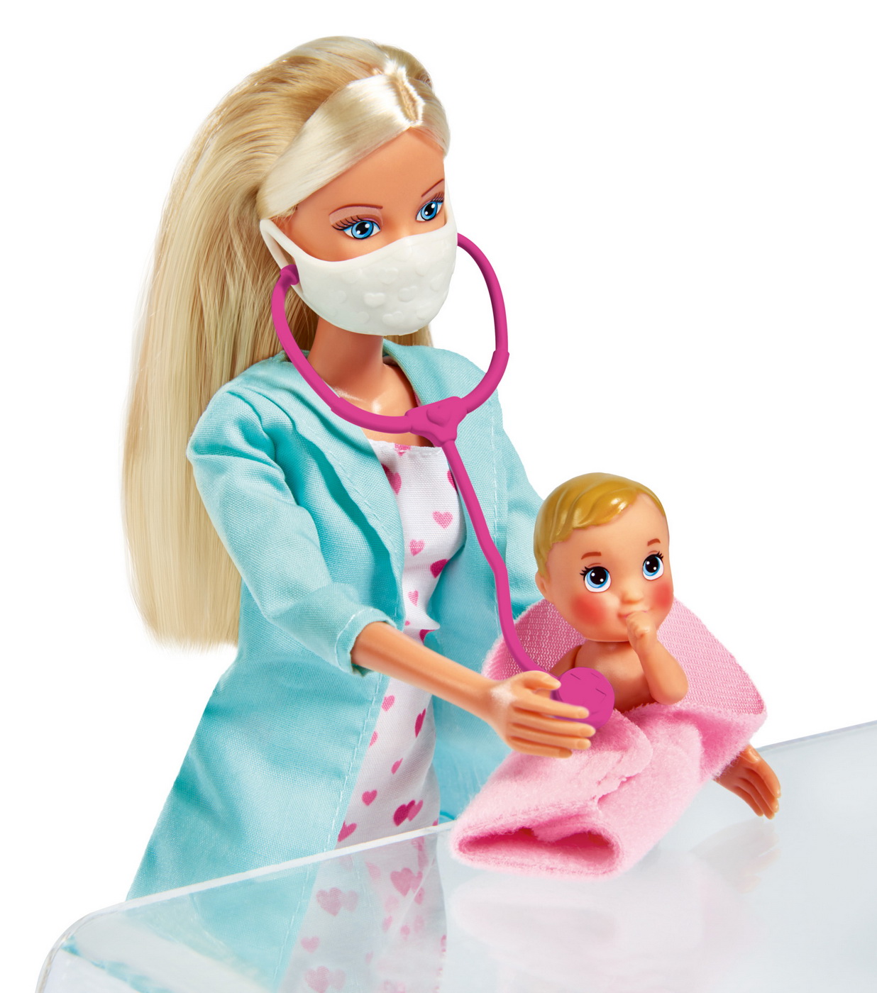 Papusa Steffi Love doctor pediatru cu bebelus si accesorii