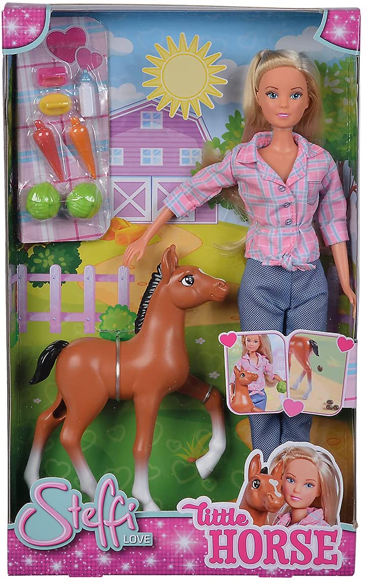 Păpușa Steffi Love cu căluț și accesorii pentru îngrijire, 29 cm