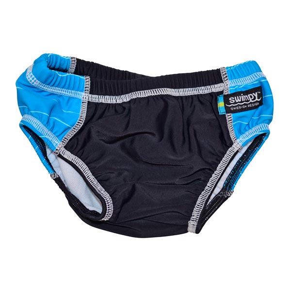 Slip de baie copii Swimpy, negru, marimea L, 12-18 luni, 10-13 kg