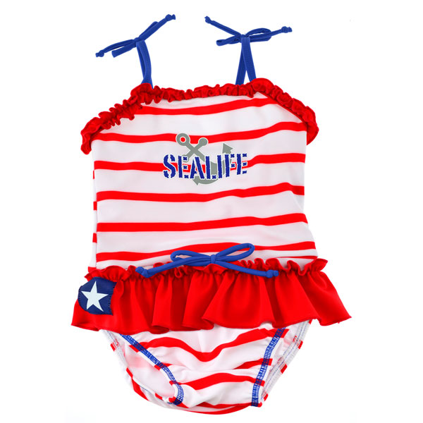 Costum de baie copii SeaLife roșu, mărimea XL, Swimpy