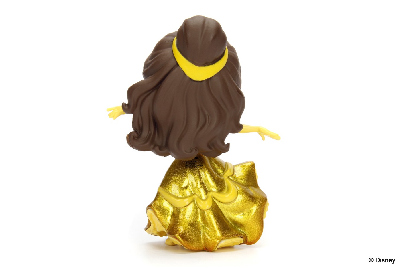 Figurină Disney Princess Belle cu rochiță aurie din metal, 10 cm