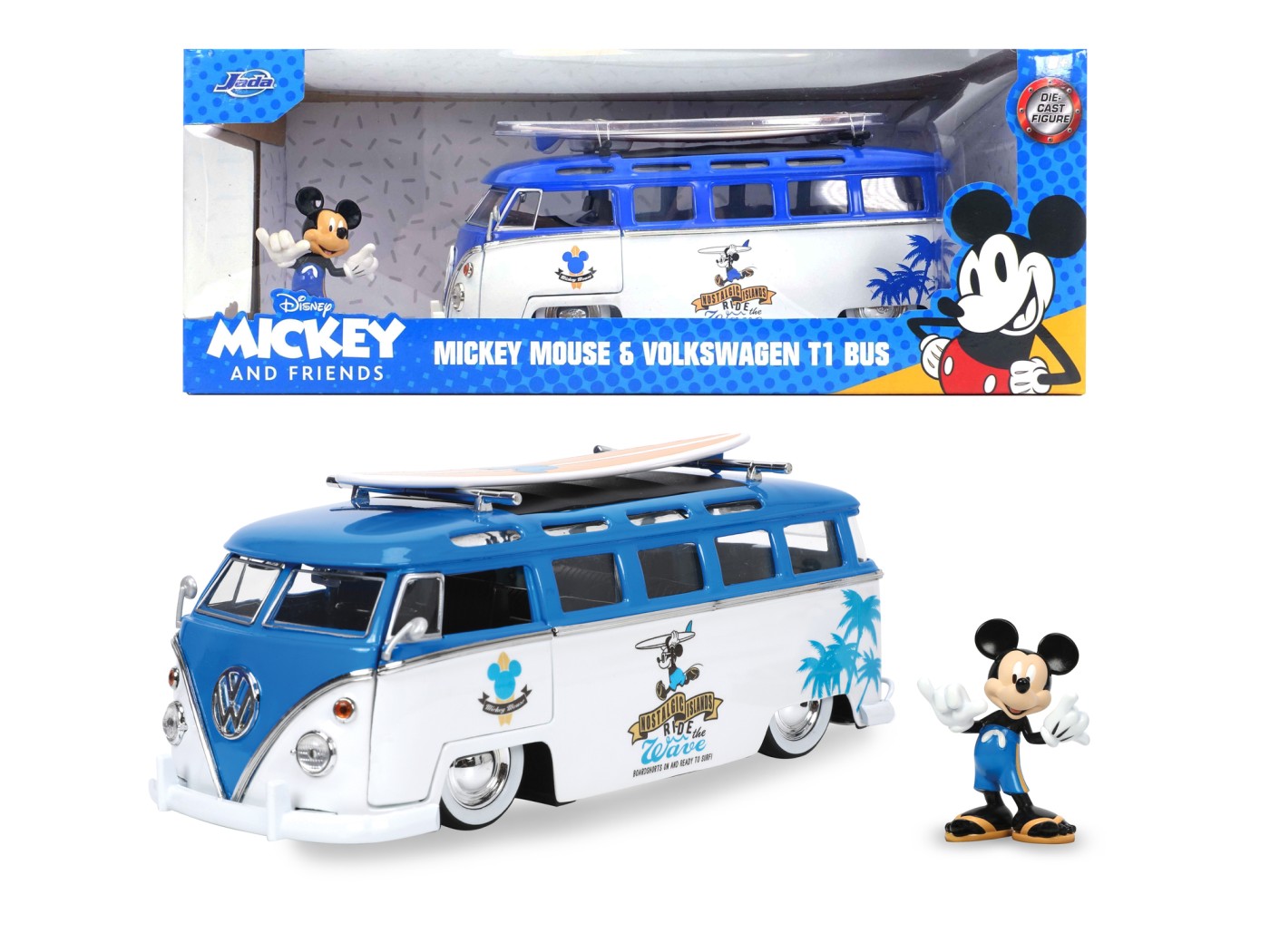 Masinuta din metal Volkswagen T1 Bus 1:24 cu Mickey Mouse