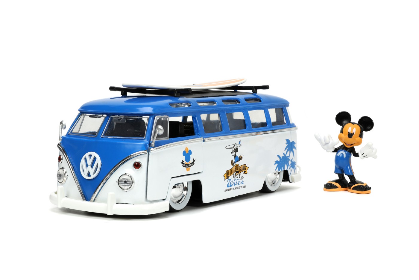 Masinuta din metal Volkswagen T1 Bus 1:24 cu Mickey Mouse